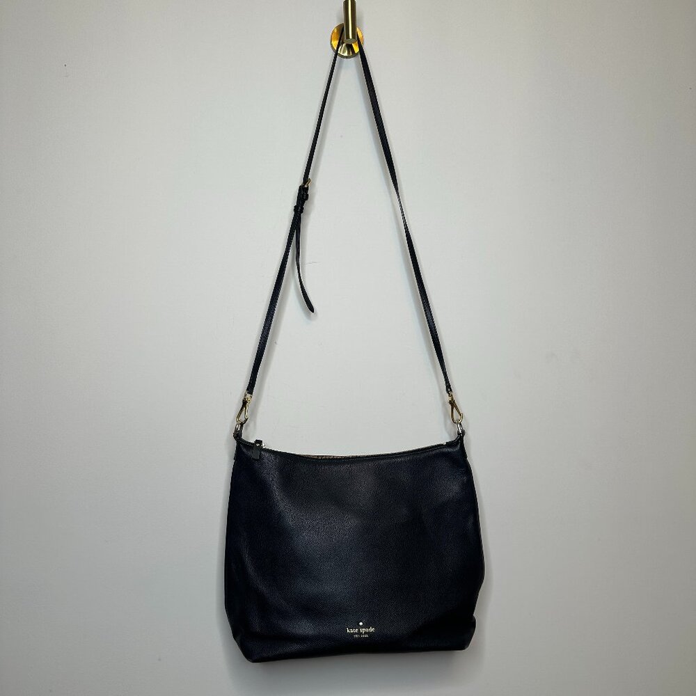 KATE SPADE Jackson Street Mylie Black Pebble Leather Hobo Shoulder Bag Crossbody